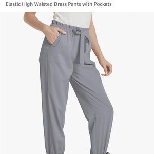 Women Work Pants Casual Paper Bag Pants Lightweight,Size Medium, Elegant Gray